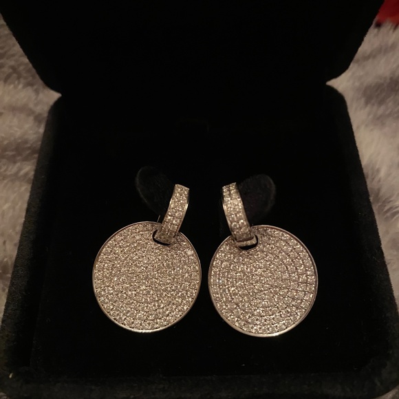TAL DESIGNS 14KT DIAMOND EARRINGS DISCS & HUGGIES GSI1 2.55CTS W/G 585 BRAND NEW - Picture 2 of 13